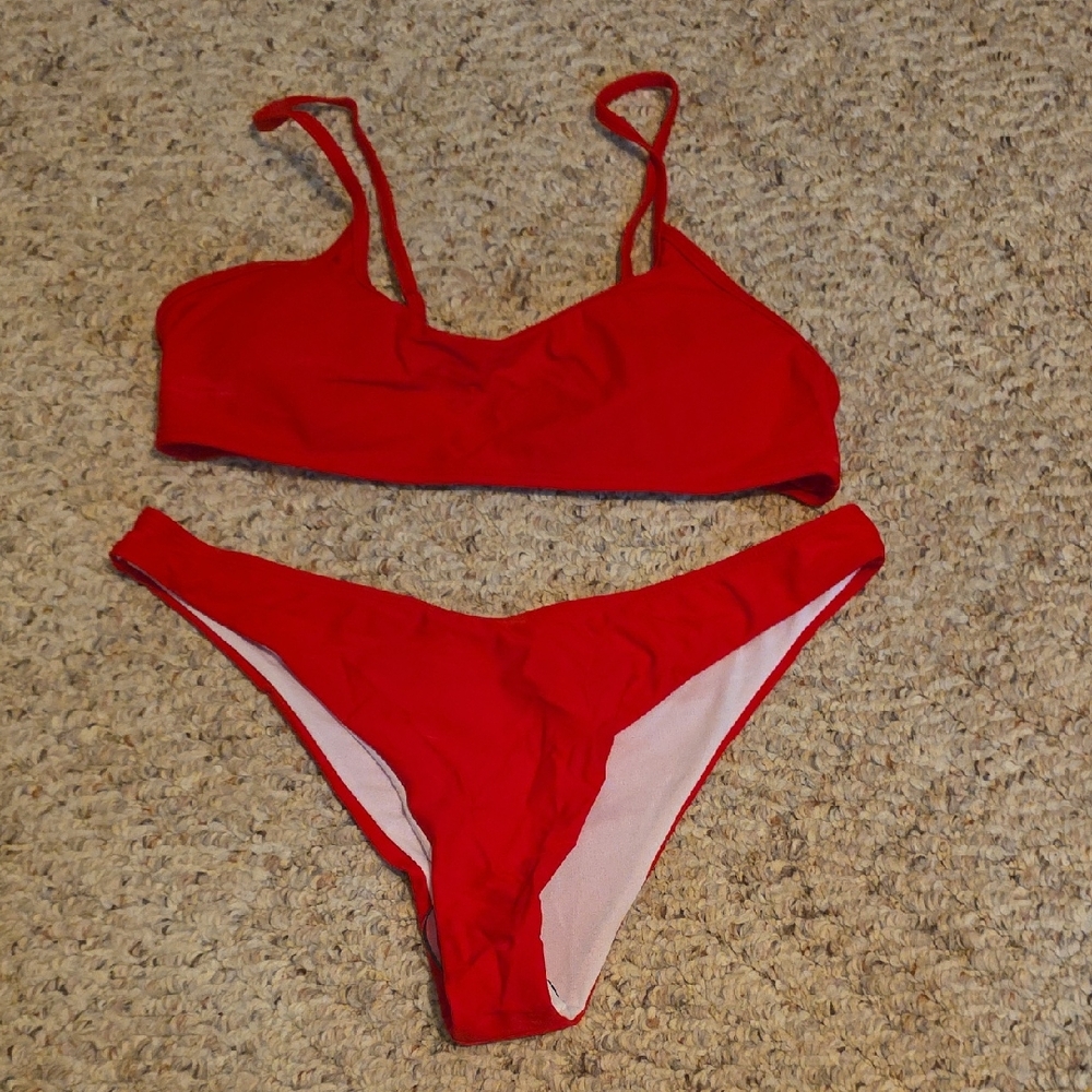 SHEIN Red Two-Piece Bikini Set